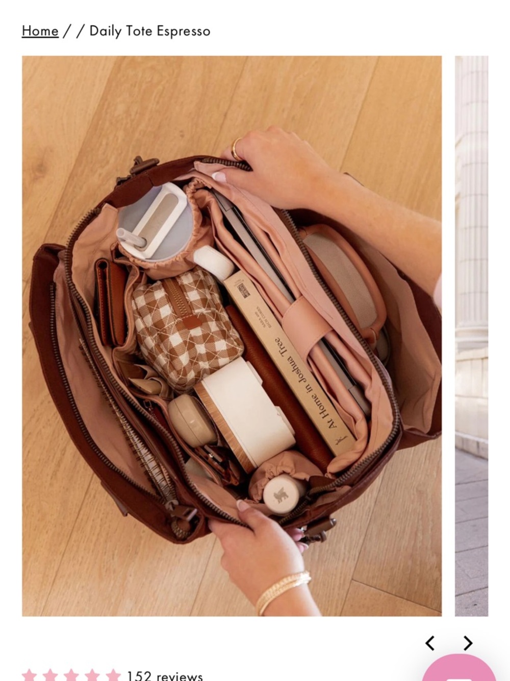 Poppy & Peonies Brown Laptop Tote Bag - Picture 3 of 4